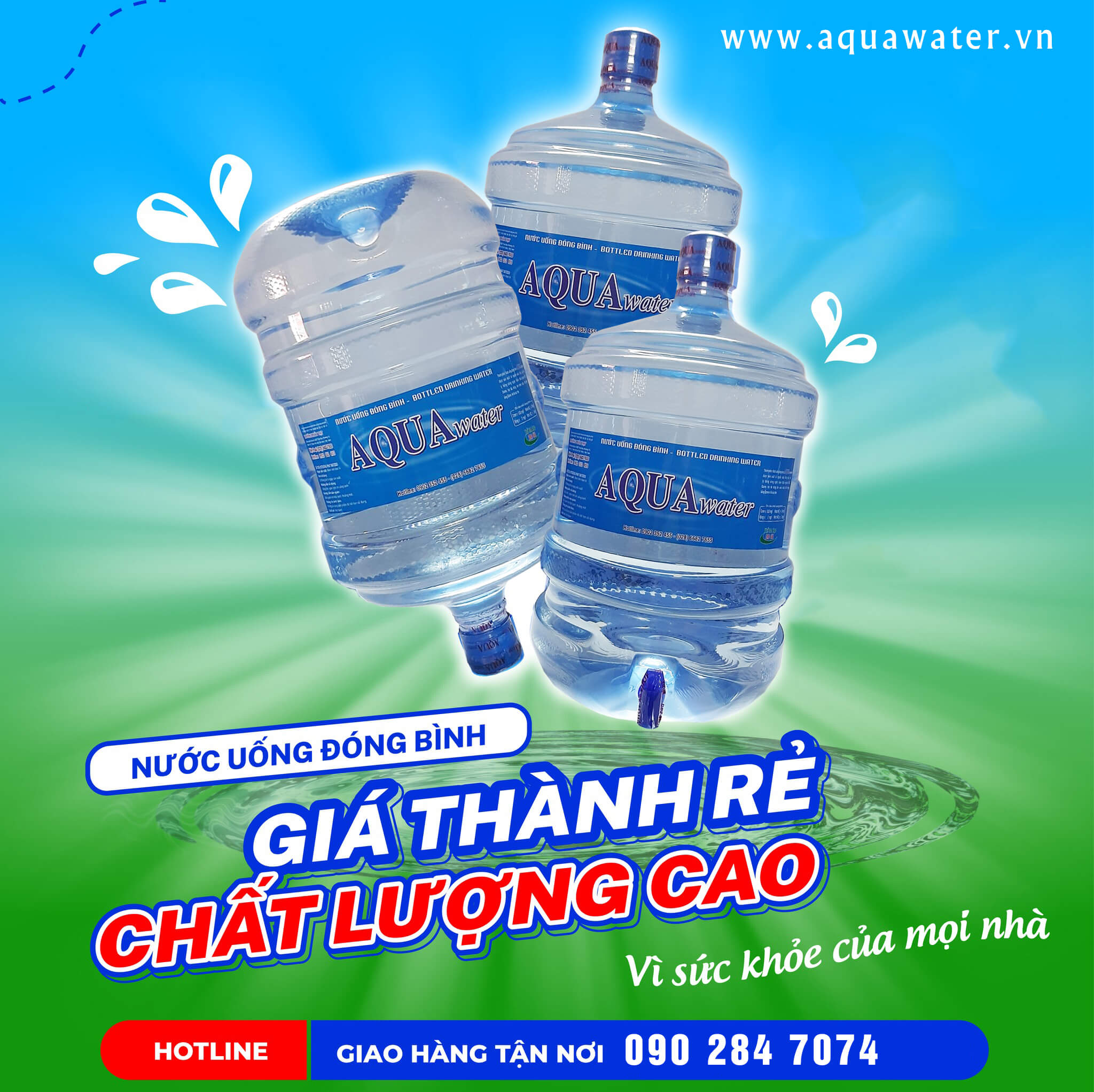Bình nước lọc giá rẻ AQUA 20L, giao nhanh ở quận 10 tphcm
